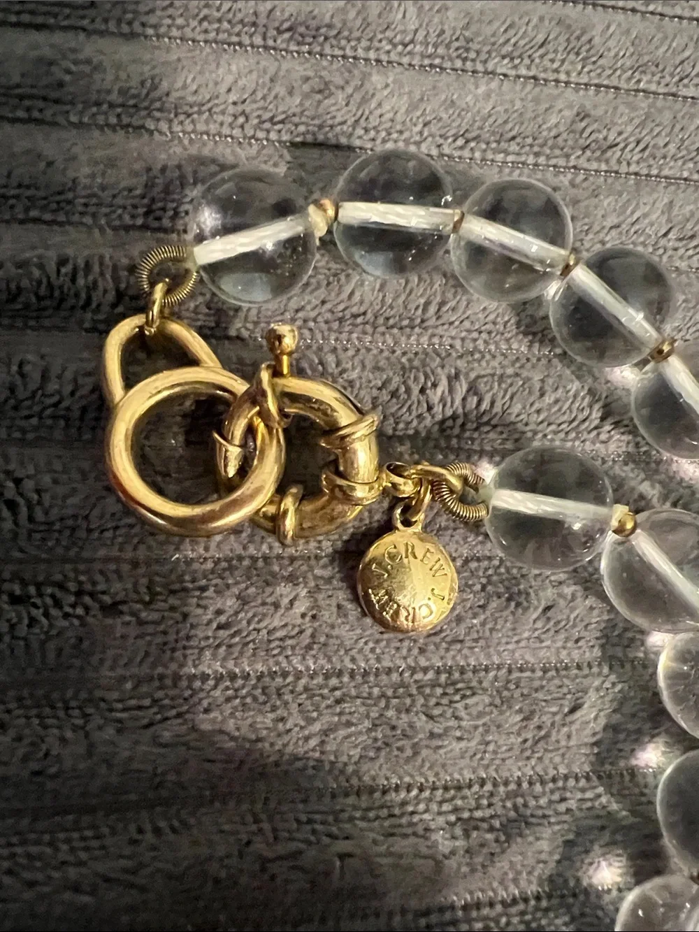 J.Crew Clear Crystal Beaded Necklace with Floral Flower Charm Pendant